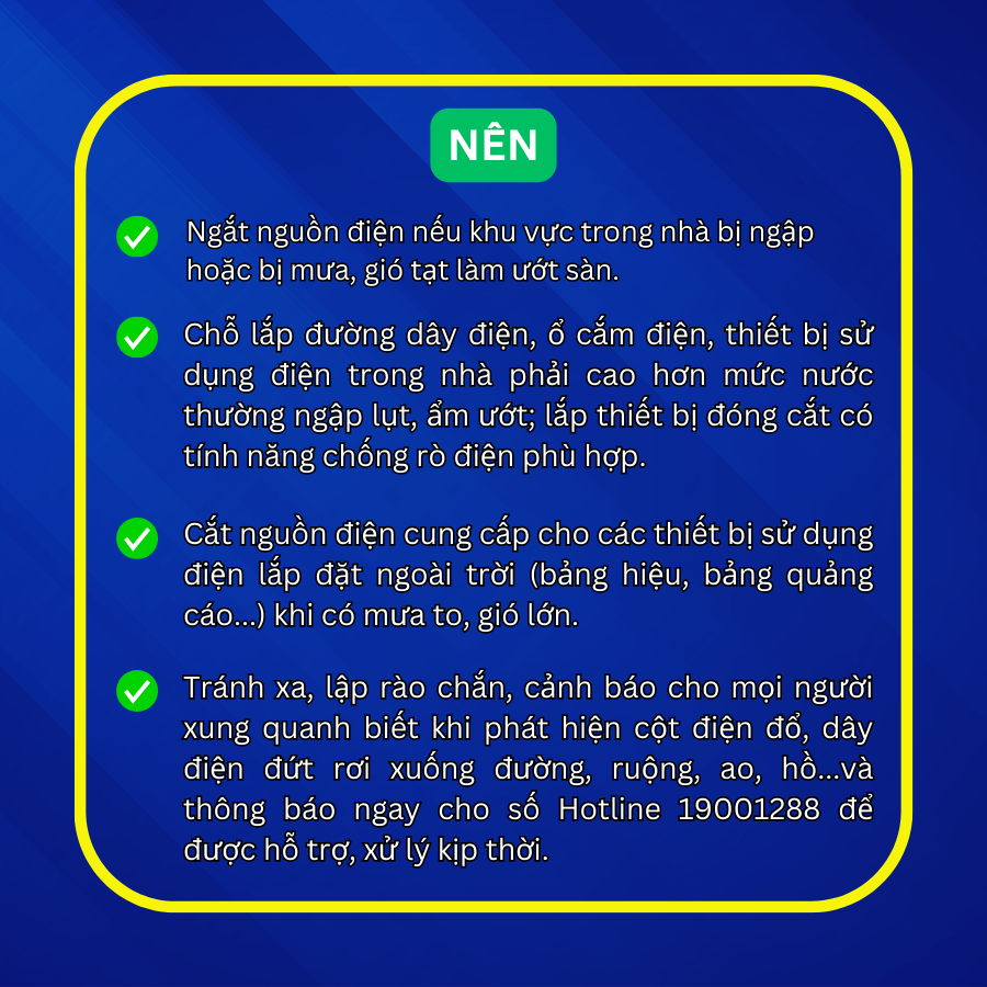 Khuyến cáo an toàn điện trong thời điểm mưa bão