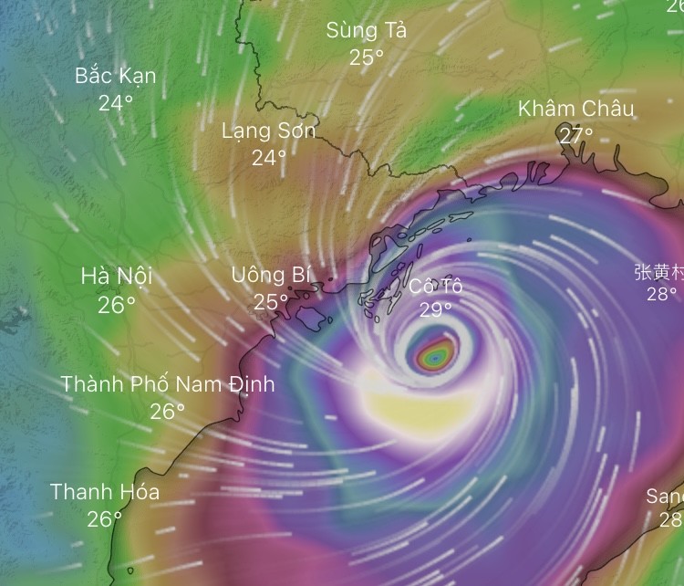 tâm bão số 3 (Yagi) đang có dấu hiệu lệch Nam