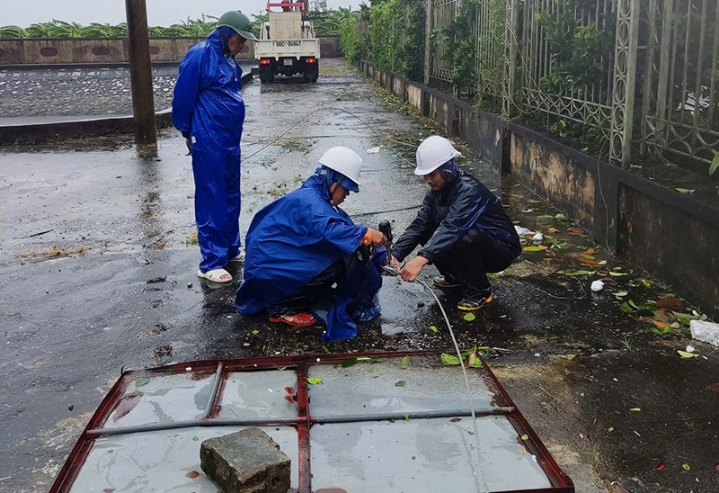 Công nhân Công ty Điện lực Hà Nam nỗ lực khắc phục đường điện sau mưa bão