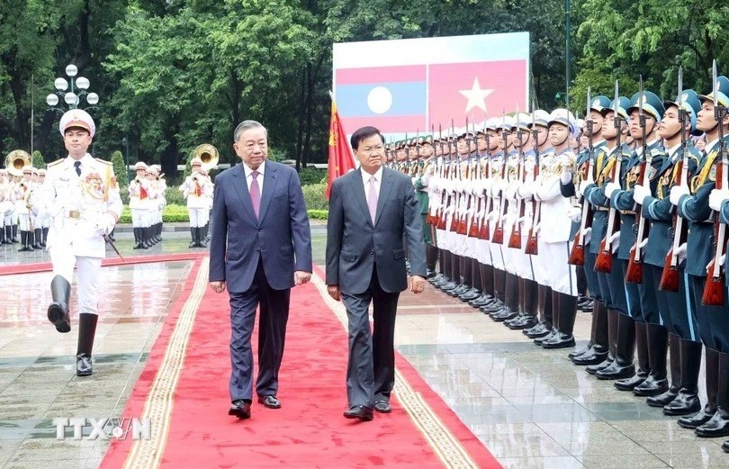 Tổng Bí thư, Chủ tịch nước Tô Lâm chủ trì Lễ đón Tổng Bí thư, Chủ tịch nước Lào