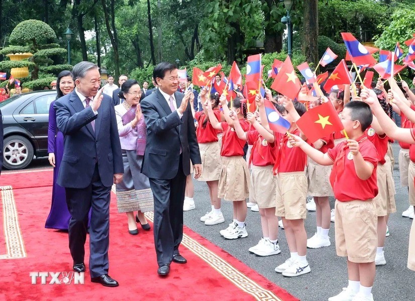 Tổng Bí thư, Chủ tịch nước Tô Lâm chủ trì Lễ đón Tổng Bí thư, Chủ tịch nước Lào