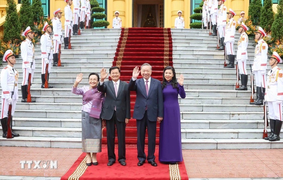 Tổng Bí thư, Chủ tịch nước Tô Lâm chủ trì Lễ đón Tổng Bí thư, Chủ tịch nước Lào