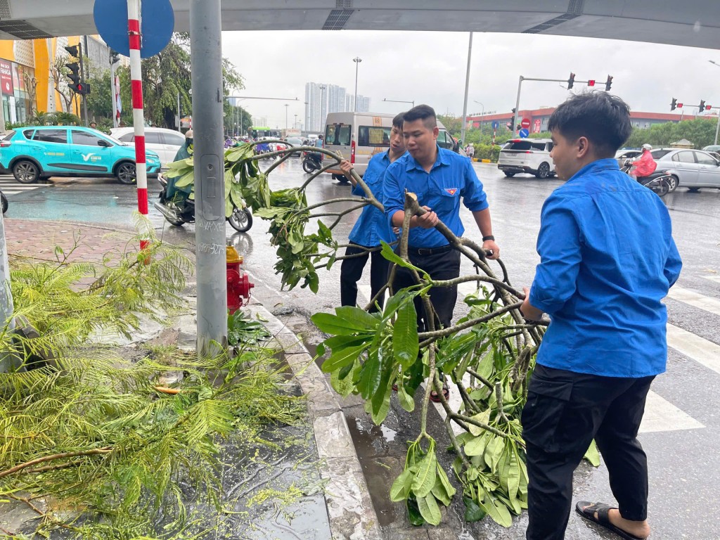 Thanh niên quận Cầu Giấy ra quân phối hợp với Công ty TNHH MTV Môi trường Đô thị Hà Nội tích cực khắc phục hậu quả sau bão Thanh niên quận Cầu Giấy ra quân phối hợp với Công ty TNHH MTV Môi trường Đô thị Hà Nội tích cực khắc phục hậu quả sau bão