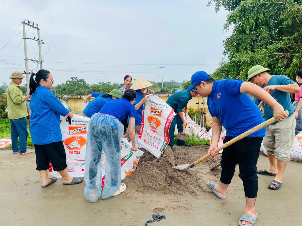 Thanh niên Thường Tín tham gia gia cố điểm sạt lở trên sông Nhuệ Thanh niên Thường Tín tham gia gia cố điểm sạt lở trên sông Nhuệ