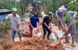 Thanh niên Đông Anh cùng bà con vượt lũ