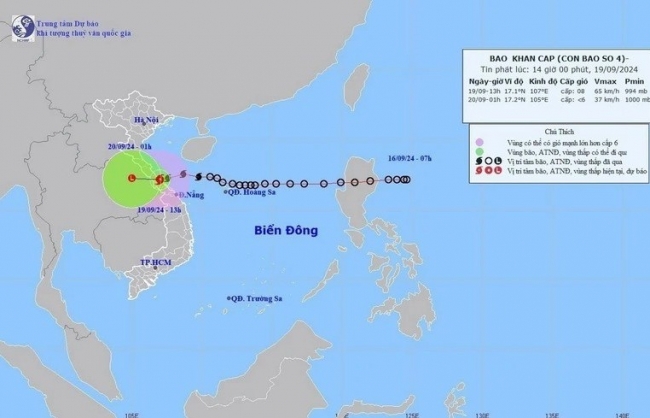 Bão số 4 suy yếu thành áp thấp nhiệt đới