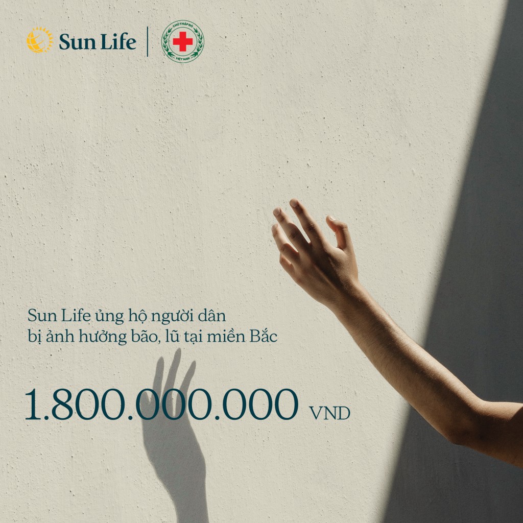 Sun Life Việt Nam đóng góp 1,8 tỉ đồng hỗ trợ người dân bị ảnh hưởng bởi bão Yagi và lũ lụt ở miền Bắc