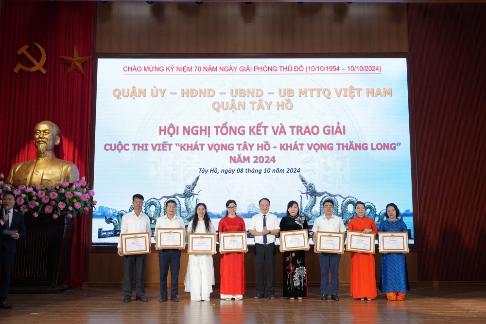 Vinh danh các tập thể, cá nhân cuộc thi viết “Khát vọng Tây Hồ - Khát vọng Thăng Long”