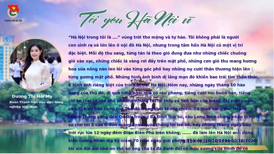 Top 10 Hoa hậu Hòa Bình Việt Nam Dương Thị Hải My bày tỏ lòng tự hào về lịch sử hào hùng của Thủ đô