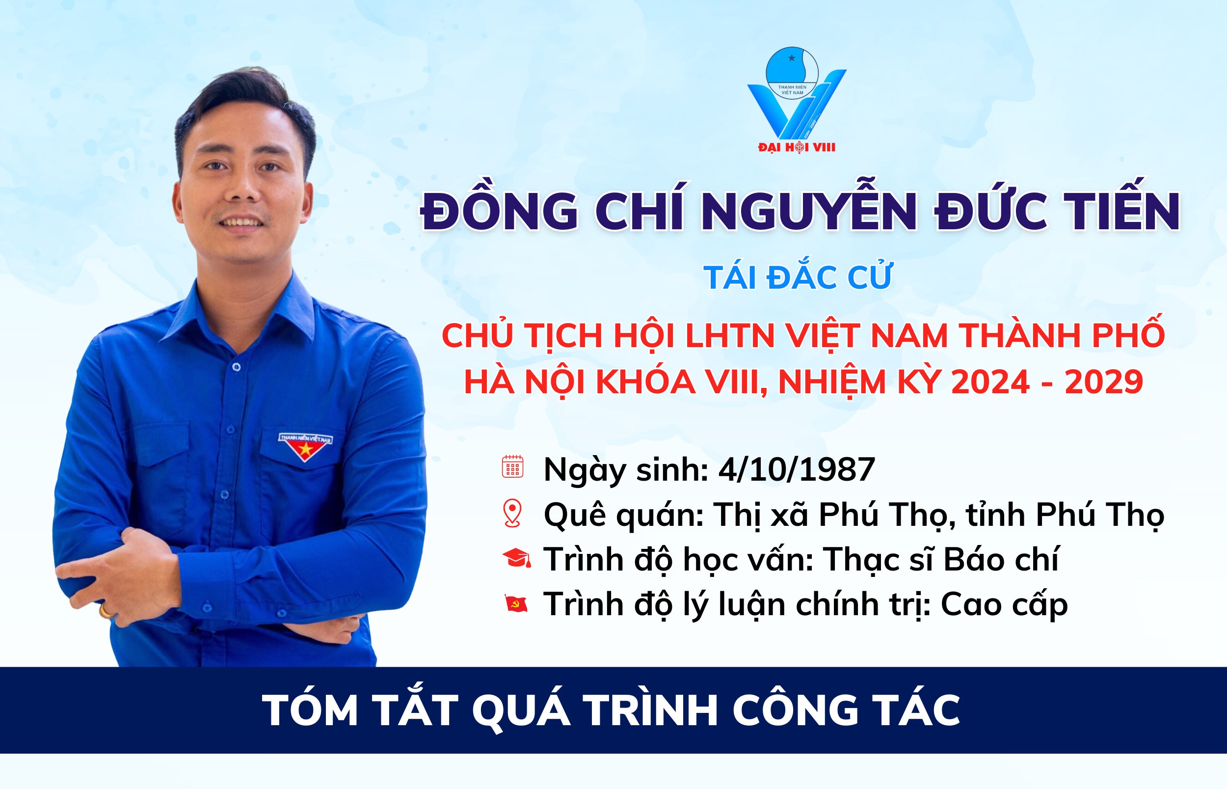 Anh Nguyễn Đức Tiến tái đắc cử Chủ tịch Hội LHTN TP Hà Nội