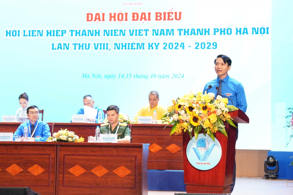 Bí thư Thường trực Trung ương Đoàn, Chủ tịch Trung ương Hội Liên hiệp Thanh niên Việt Nam Nguyễn Ngọc Lương phát biểu tại chương trình