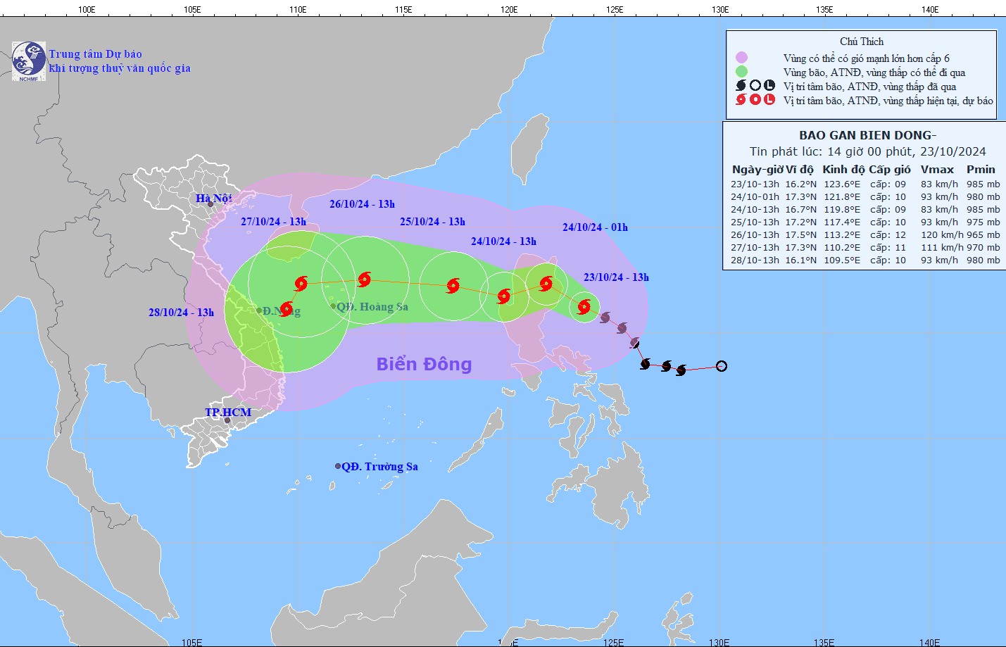 Ngày 24/10, bão Trami có khả năng đổi hướng và đi vào Biển Đông