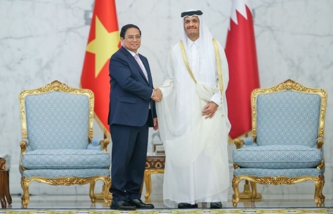 Thủ tướng Phạm Minh Chính hội đàm với Thủ tướng Qatar