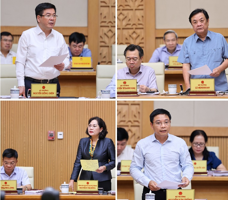 C&aacute;c bộ, ng&agrave;nh tr&igrave;nh b&agrave;y tham luận tại&nbsp;phi&ecirc;n họp Ch&iacute;nh phủ thường kỳ th&aacute;ng 8/2023.