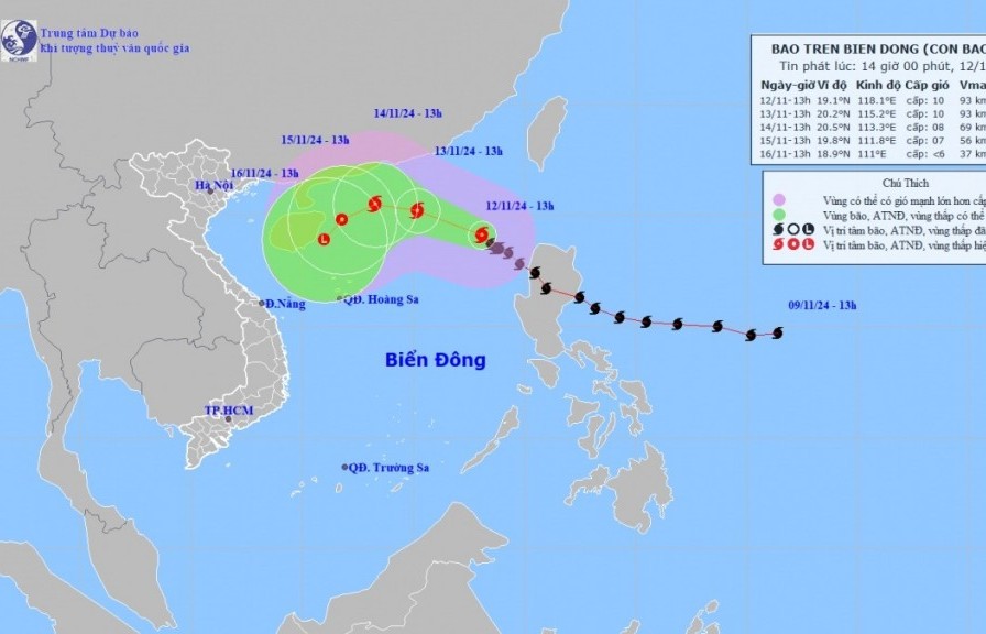 Bão số 8 di chuyển theo hướng Tây Bắc, suy yếu dần