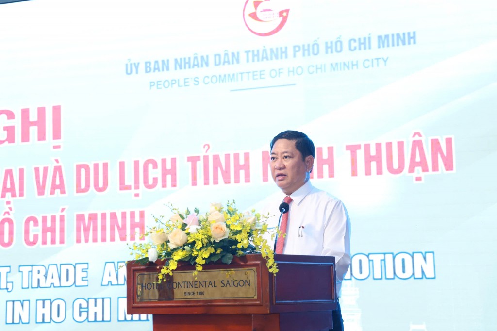 Chủ tịch UBND tỉnh Ninh Thuận Trần Quốc Nam phát biểu tại hội nghị.