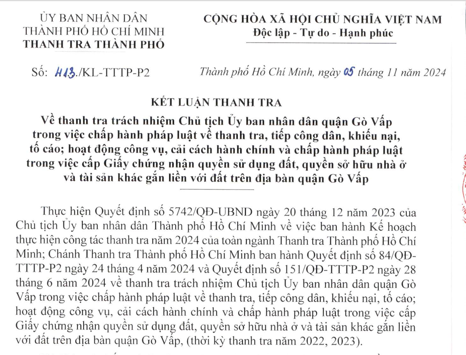 TP Hồ Chí Minh: Nhiều sai sót về đất đai tại quận Gò Vấp