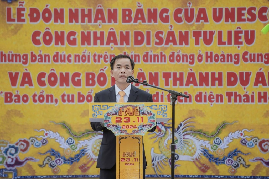 ông Nguyễn Văn Phương, Chủ tịch UBND tỉnh Thừa Thiên - Huế phát biểu tại buổi lễ 
