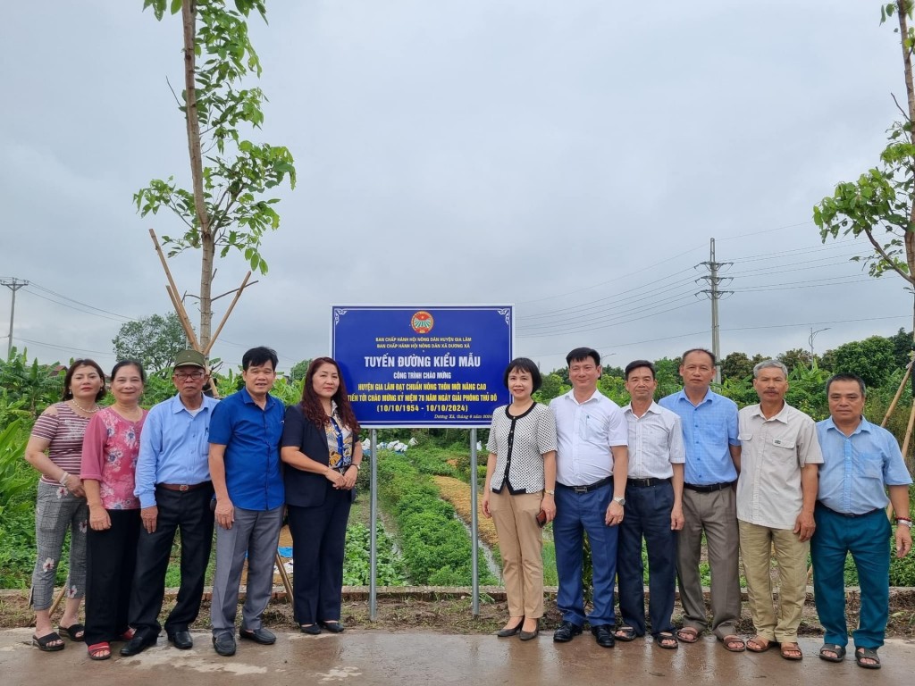 Hội Nông dân huyện Gia Lâm gắn biển công trình tuyến đường kiểu mẫu chào mừng Ngày Giải phóng Thủ đô 10-10