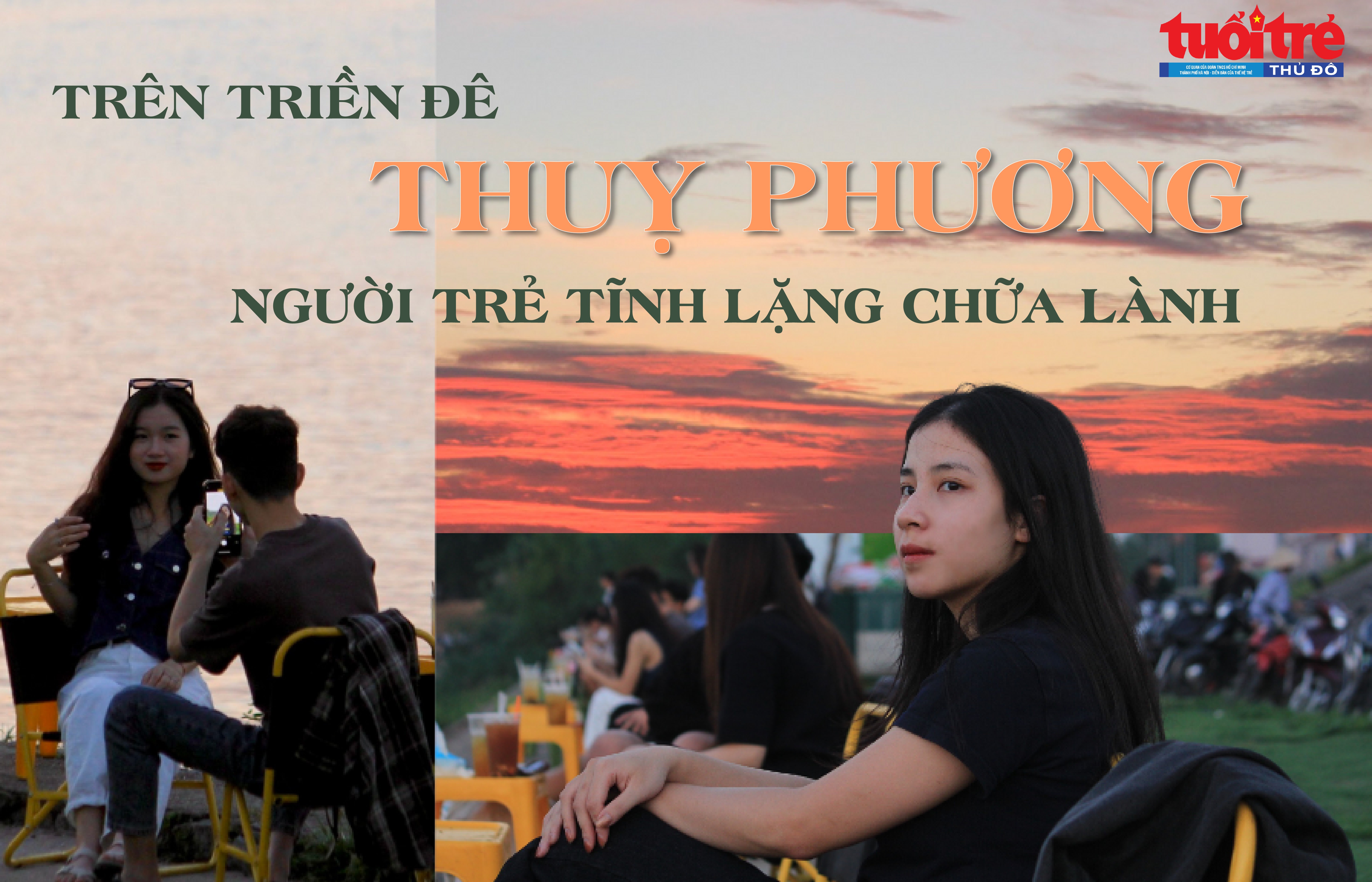 Trên triền đê Thuỵ Phương, người trẻ tĩnh lặng chữa lành