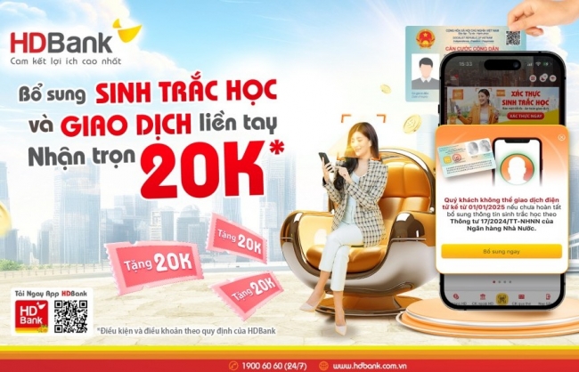 HDBank khuyến nghị bổ sung sinh trắc học, tránh gián đoạn giao dịch