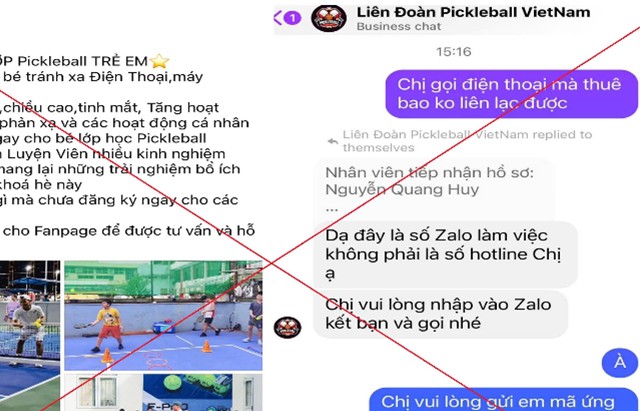 Cảnh báo giả mạo “Liên đoàn Pickleball Việt Nam” để lừa đảo