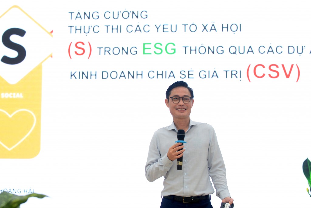 Ông Phạm Hoàng Hải, Phụ trách phát triển quan hệ đối tác, Hội đồng Doanh nghiệp vì sự phát triển bền vững, VCCI, chia sẻ tại sự kiện