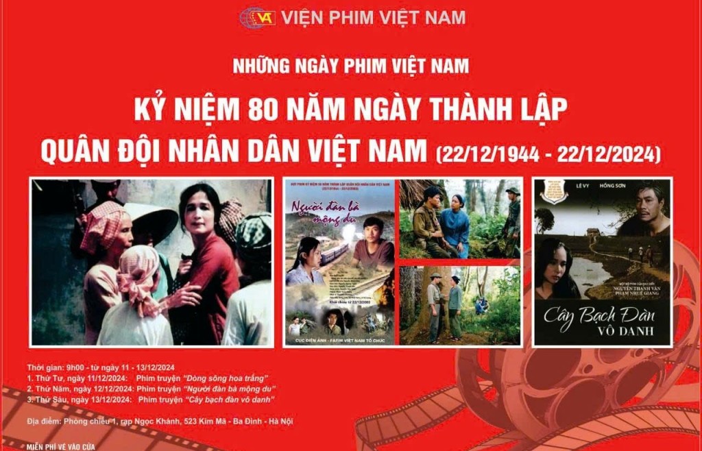 Chiếu phim miễn phí kỷ niệm 80 năm Ngày thành lập QĐND Việt Nam