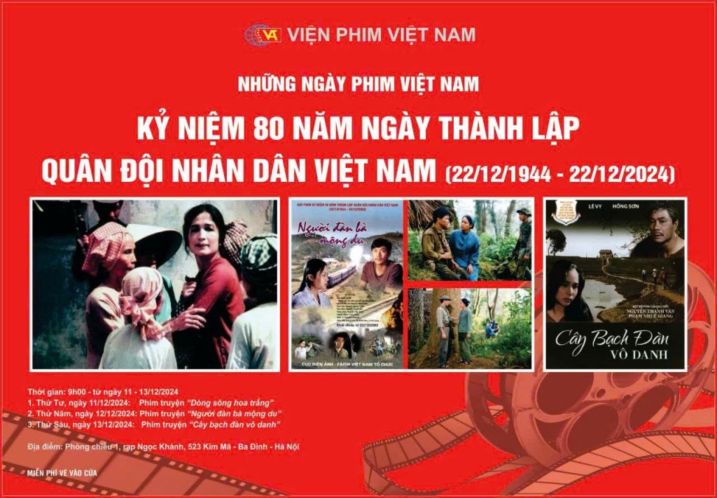 Chiếu phim miễn phí kỷ niệm 80 năm Ngày thành lập QĐND Việt Nam