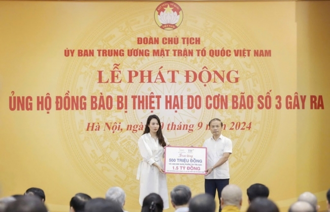 Tập đoàn TH và BAC A BANK hỗ trợ 5,5 tỷ đồng tới các tỉnh bị ảnh hưởng do bão Yagi