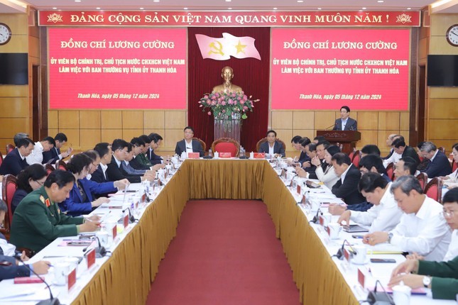   Chủ tịch nước Lương Cường làm việc với Ban Thường vụ Tỉnh ủy Thanh Hóa.