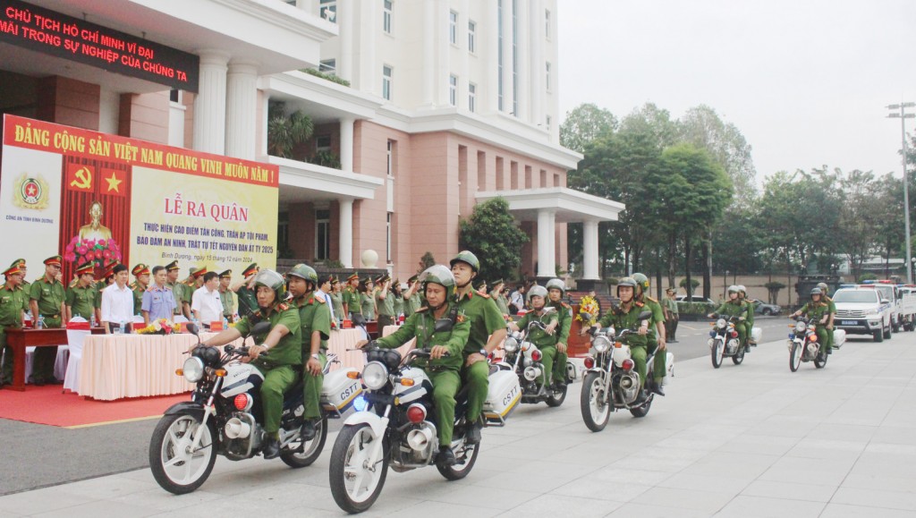 Công an Bình Dương ra quân đảm bảo an ninh, trật tự dịp Tết