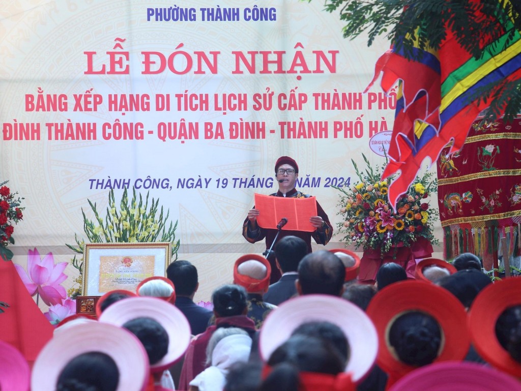 Đình Thành Công đón nhận Bằng xếp hạng di tích cấp thành phố