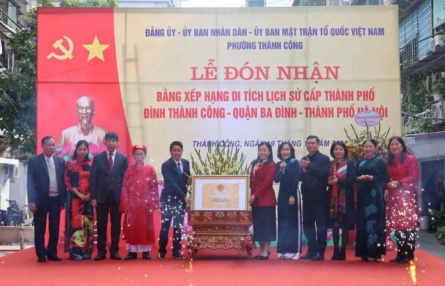 Đình Thành Công đón nhận Bằng xếp hạng di tích cấp thành phố