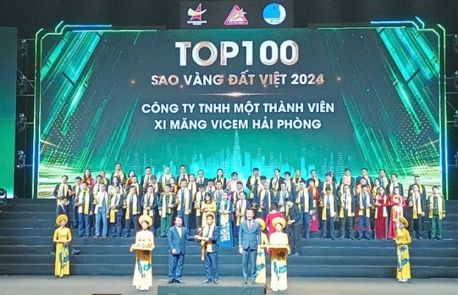 Xi măng vicem Hải Phòng đoạt giải Top 100 Sao vàng đất Việt 2024