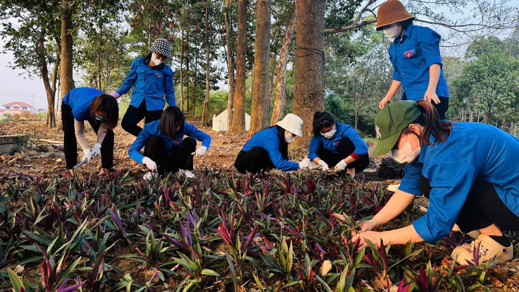 Đoàn viên thanh niên trên địa bàn huyện Đông Anh dọn dẹp, vệ sinh tạo cảnh quan môi trường sống ngày càng xanh- sạch- đẹp