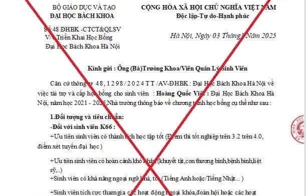 Cảnh báo giả mạo Bộ GD&ĐT để làm công văn học bổng