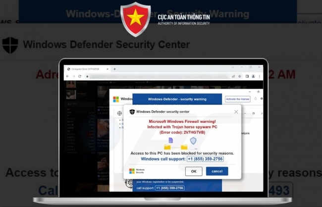 Cảnh giác với tin nhắn giả mạo dịch vụ an ninh và bảo mật của Windows