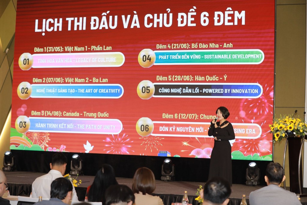 Bà Cao Ngân Hà - Trưởng ban Marketing Tập đoàn Sun Group chia sẻ tại buổi họp báo