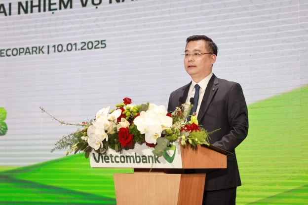 Chủ tịch HĐQT Vietcombank Nguyễn Thanh Tùng phát biểu tại Hội nghị