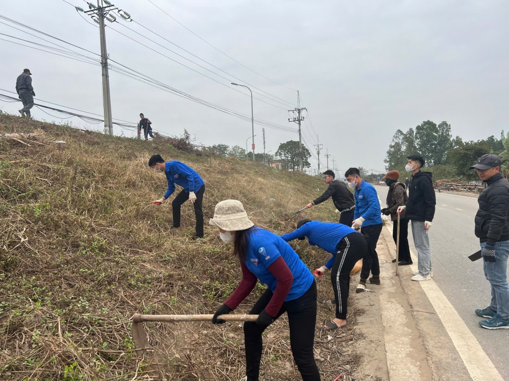 Xã Liên Trung huy động làm sạch các tuyến đê trên địa bàn xã