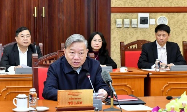 Tổng Bí thư Tô Lâm phát biểu chỉ đạo hội nghị.