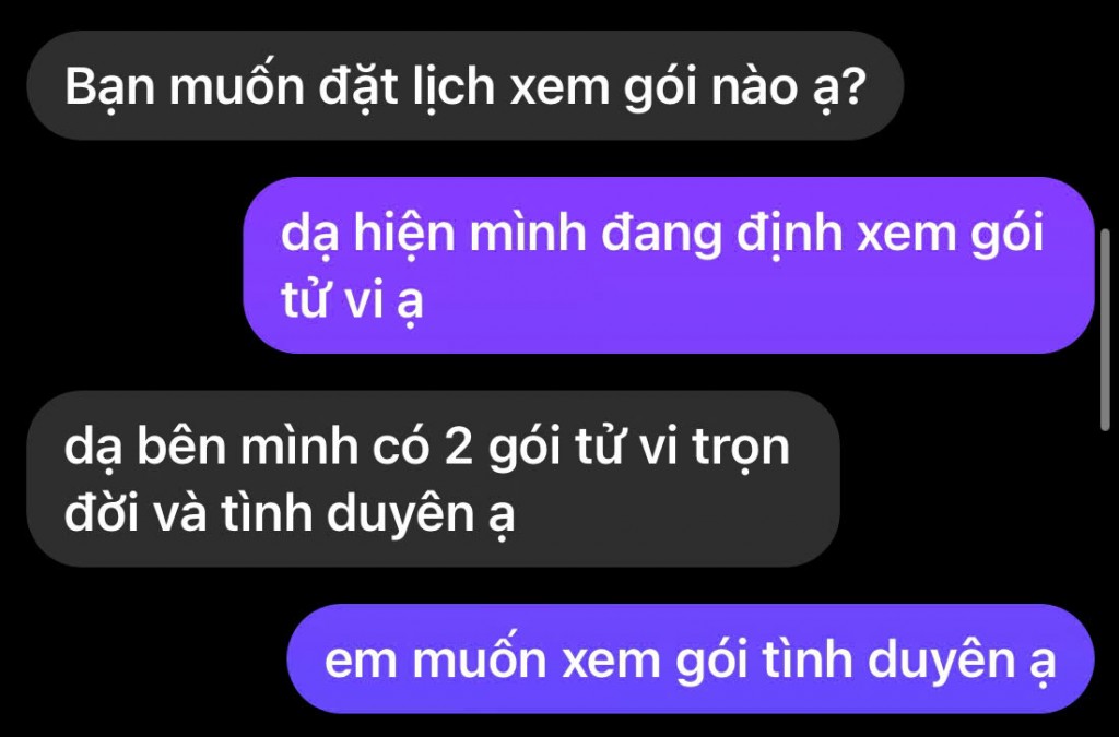 nhiều gói dịch vụ xem bói để đáp ứng nhu cầu của khách hàng