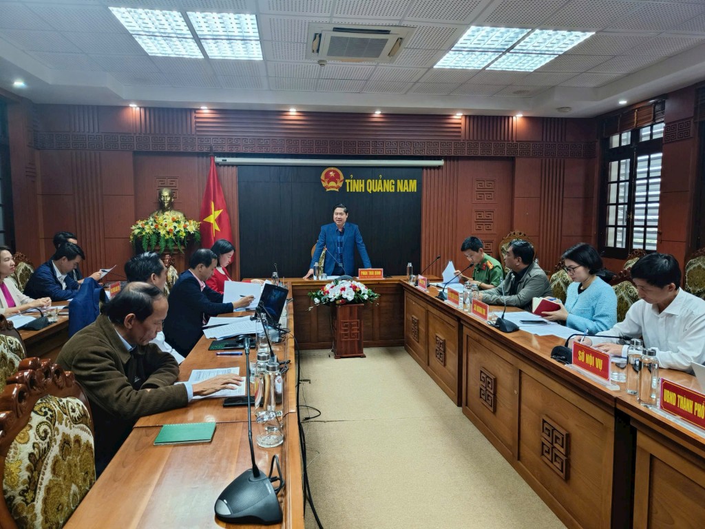 Phó Chủ tịch Thường trực UBND tỉnh Quảng Nam Phan Thái Bình phát biểu chỉ đạo buổi làm việc (Ảnh: quangnam.gov.vn)