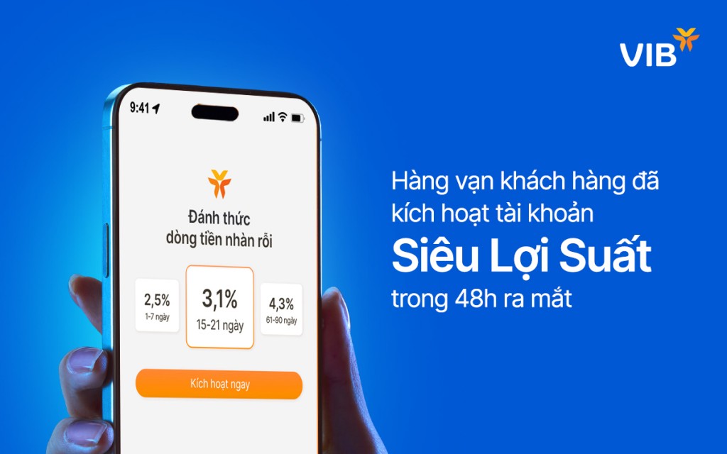 Hàng vạn khách hàng kích hoạt tài khoản Siêu lợi suất của VIB