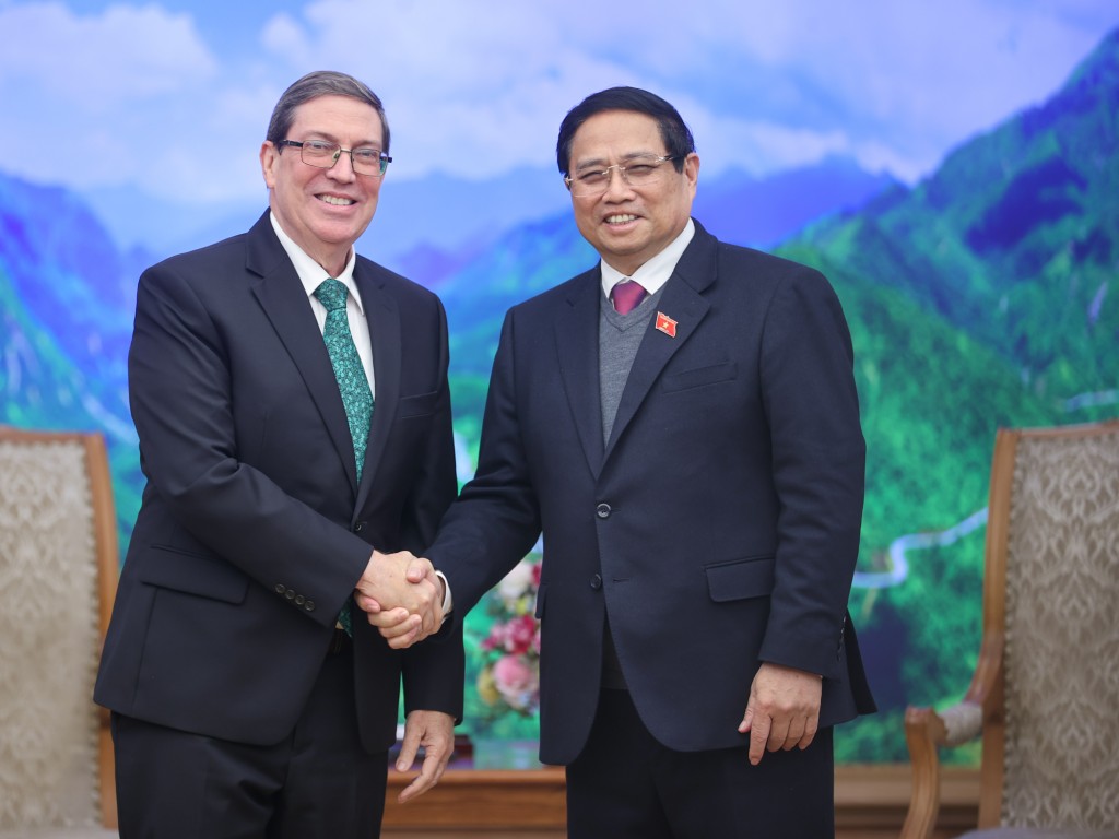 Thủ tướng Chính phủ Phạm Minh Chính tiếp Ủy viên Bộ Chính trị, Bộ trưởng Ngoại giao Cuba Bruno Rodríguez Parrilla - Ảnh: VGP/Nhật Bắc