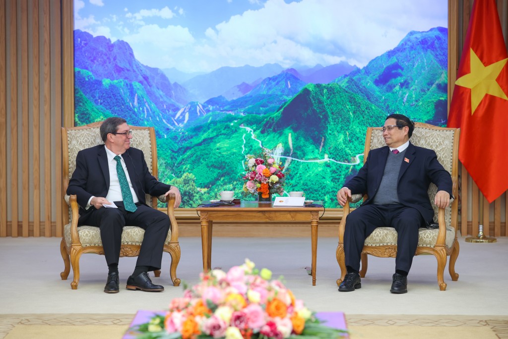 Thủ tướng Chính phủ Phạm Minh Chính khẳng định chuyến thăm của đồng chí Bộ trưởng sẽ góp phần củng cố hơn nữa mối quan hệ hữu nghị đặc biệt Việt Nam - Cuba - Ảnh: VGP/Nhật Bắc