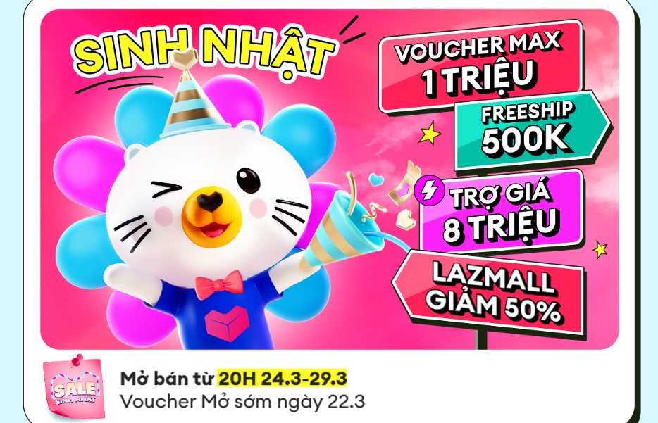 Lazada mở đại tiệc “Sale sinh nhật”: Giảm sâu, freeship toàn sàn, săn sale cực đã