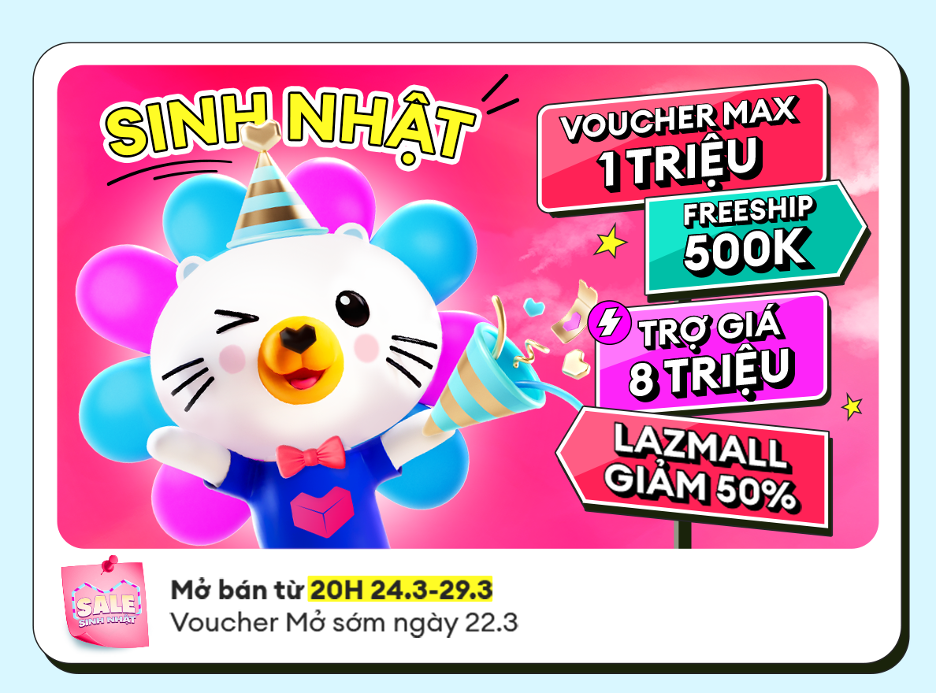 Lazada mở đại tiệc “Sale sinh nhật”: Giảm sâu, freeship toàn sàn, săn sale cực đã