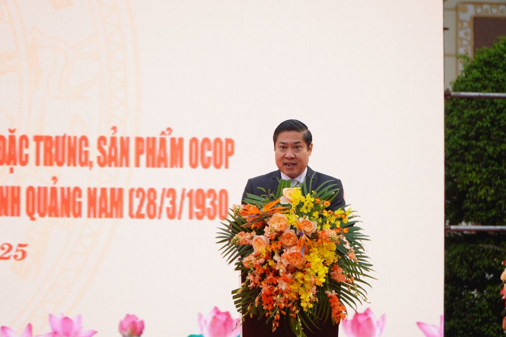 Phó Chủ tịch Thường trực UBND tỉnh Quảng Nam  Phan Thái Bình phát biểu tại buổi lễ. (Ảnh: quangnam.gov.vn)